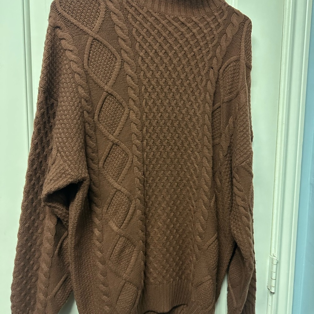 Sunday Best Chocolate Cable Knit Turtleneck Sweater